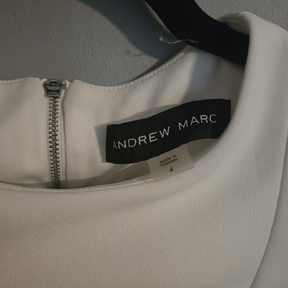 Size 4 Andrew Marc White Sheath Dress Knee Length Bride Bachelorette Business - Picture 5 of 5
